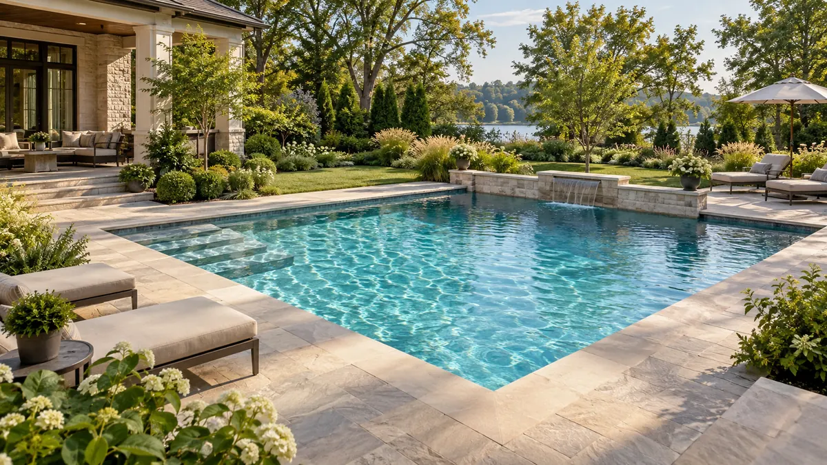 Custom pool and landscaped outdoor area